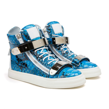 Leonardo Snake Print Sneaker // Aqua Blue (Euro: 39)