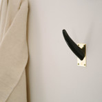 Ankole Horn + Brass Wall Hook (Dark)