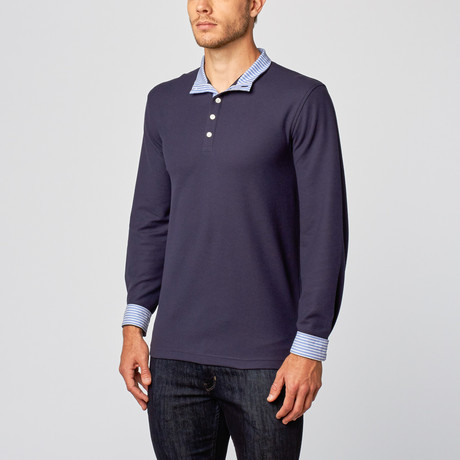 Mock Collar Sport Fit Pullover // Navy (XS)