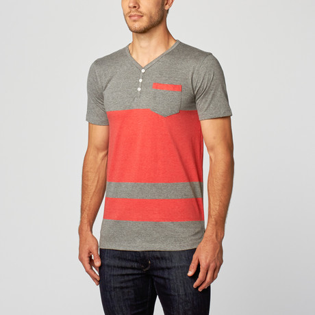 Brentwood Stripe Henley // Red (S)