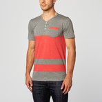 Brentwood Stripe Henley // Red (M)