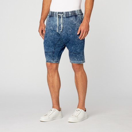 Glory Knit Denim Jogger Short // Indigo (S)