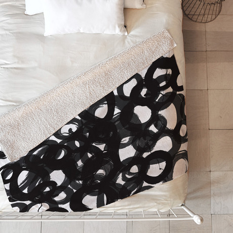 Black Circles // Fleece Throw Blanket (Medium)