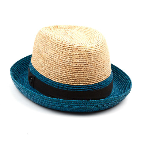Knoll Block Fedora // Natural + Lagoon + Black (M)