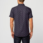 Short Sleeve Shark Print Shirt // Navy (XL)