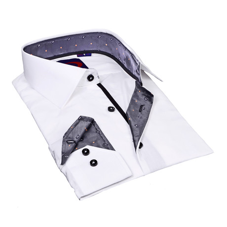 LVS By Levinas // Button-Down Shirt // White + Grey Trim (S)