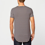Striped Side Zip Tee // Navy (XL)