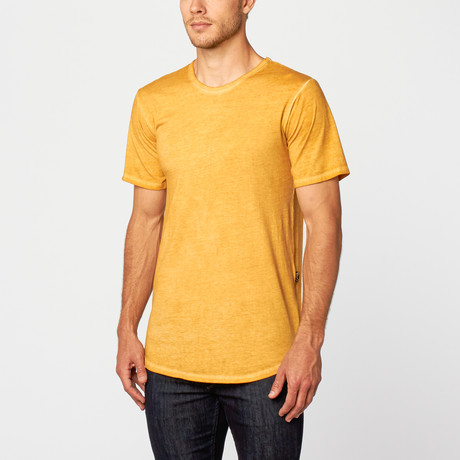 Oil Washed Side Zip Tee // Gold (S)