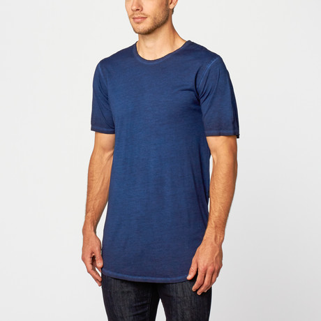 Oil Washed Side Zip Tee // Navy (S)