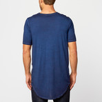 Oil Washed Side Zip Tee // Navy (L)