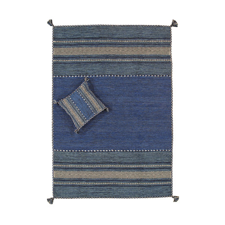 Pasargad // Kilim Handwoven Rug // Blue (7'6"L x 5'2"W)