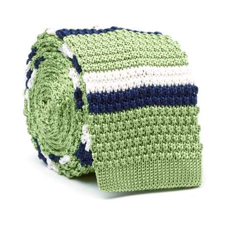 Knit Next Tie // Green + White + Navy Stripe