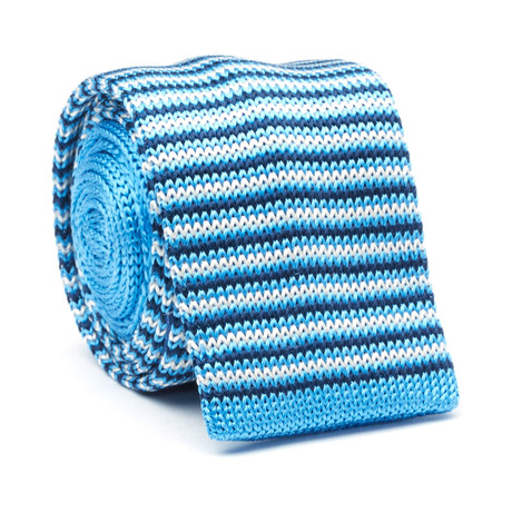 Knit Peidmont Tie // Baby Blue + White Stripe