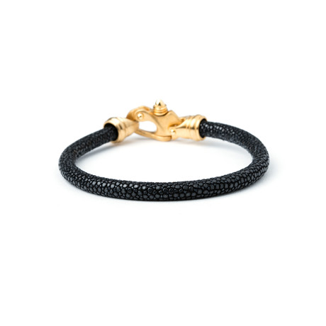 Black Stingray + Gold Plated Clasp (Small)