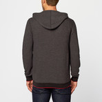 Zip Front Hooded Sweatshirt // Charcoal Heather (XL)