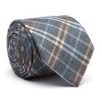 Classic Skinny Tie // Tan + Blue Plaid