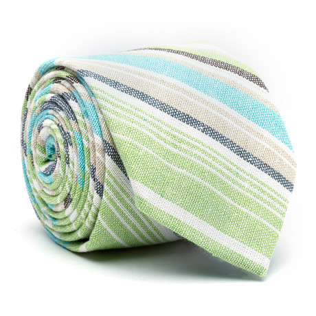 Natural Skinny Tie // Green + Teal Stripe