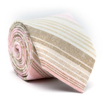 Natural Skinny Tie // Tan + Pink Stripe