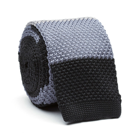Bold Skinny Knit Tie // Grey Stripe