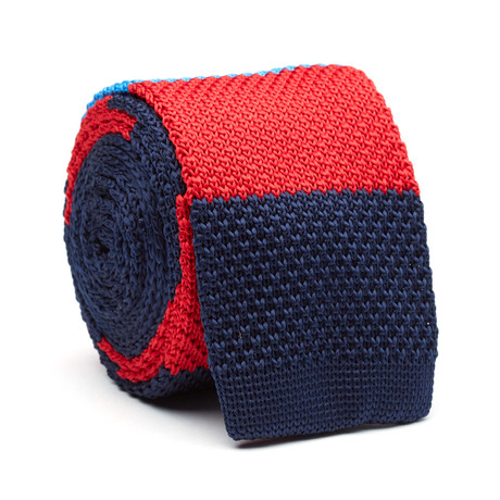 Bold Skinny Knit Tie // Red Stripe