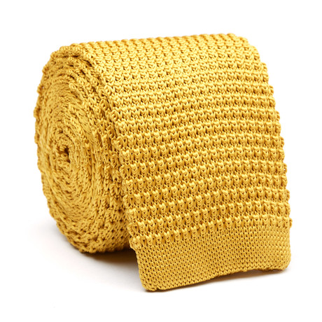 Skinny Knit Tie // Gold Solid