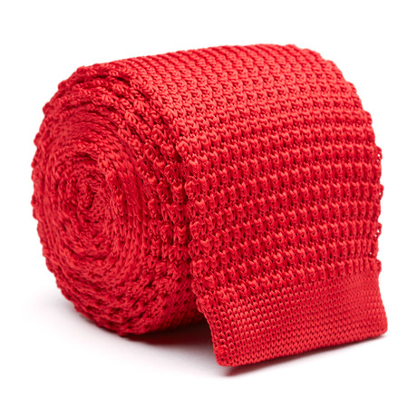 Skinny Knit Tie // Red Solid