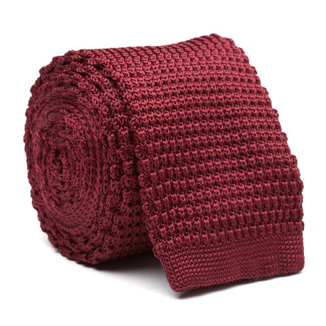 Skinny Knit Tie // Burgundy Solid