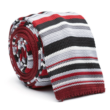 Prestige Skinny Knit Tie // Red Stripe