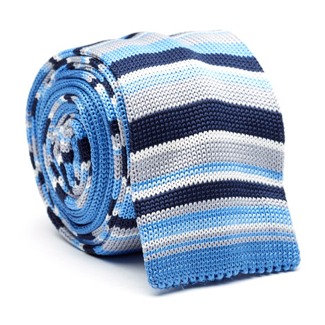 Prestige Skinny Knit Tie // Blue Stripe