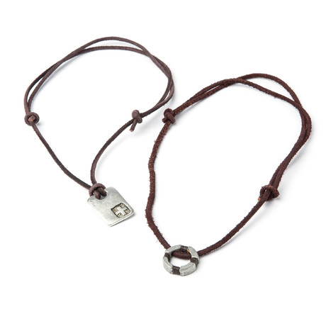 Leather Slider Dog Tag + Disc Pendant Necklaces