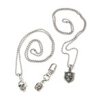 Skull Necklace and Keychain Pendant Set