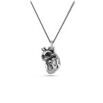 Flaming Anatomical Heart Necklace (Bronze // 20" Gunmetal Chain)