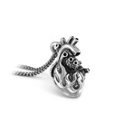 Flaming Anatomical Heart Necklace (Bronze // 20" Gunmetal Chain)