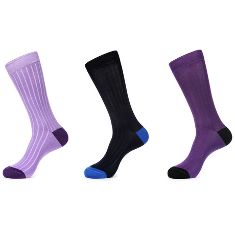Purple Solids Mid-Calf Sock // Pack of 3