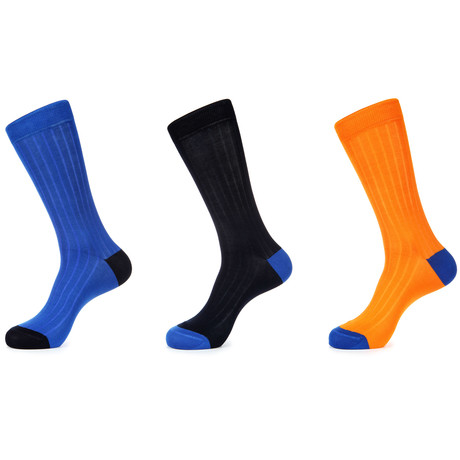 Blue Solids Mid-Calf Sock // Pack of 3