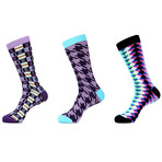 Splash of Purple Mid-Calf Sock // Pack of 3