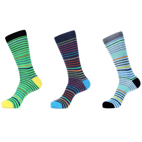 Thin Striped Mid-Calf Sock // Pack of 3