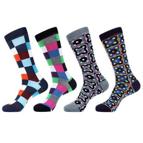 Squares + Dice Mid-Calf Sock // Pack of 4