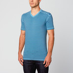 Stripe V-Neck  // Turquoise (XL)