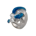 Alias Enamel Snake Eye Ring // Silver + Blue (Size 5.5)