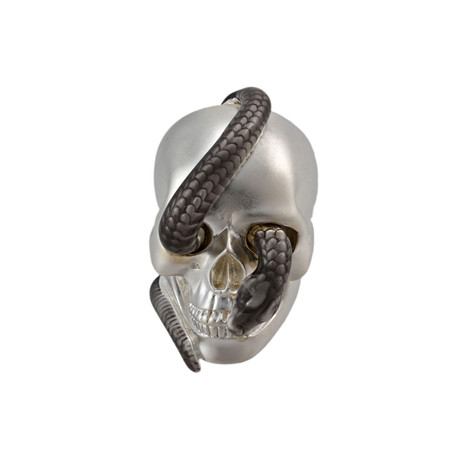 Alias Enamel Snake Eye Ring // Silver + Grey (Size 5.5)