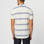 Textured Big Stripes // White + Blue (XL)