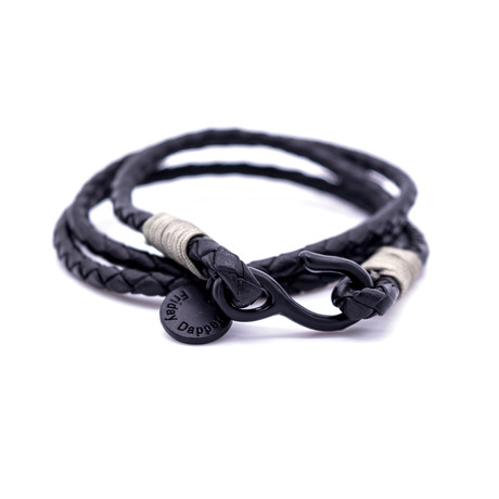 Black Leather Wraparound Bracelet