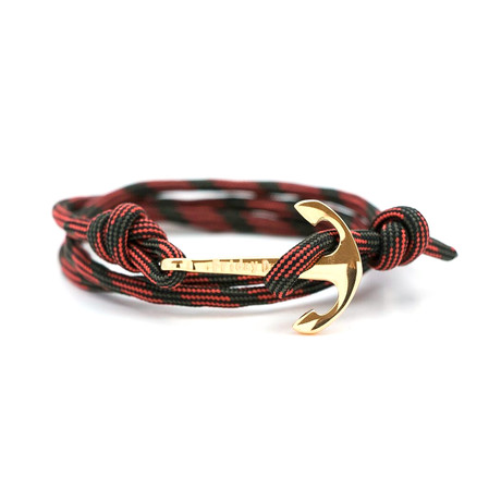 Rose Gold Anchor + Black Red Paracord