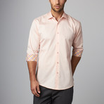 Plaid Placket Button-Up Shirt // Peach (S)