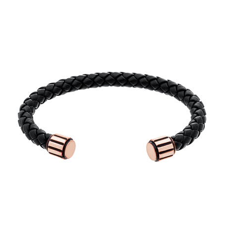 Ribbed Cap Leather Bracelet