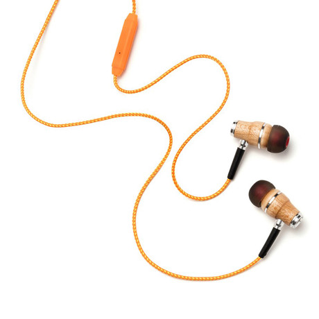 NRG In-Ear Wood Headphones // Orange Striped