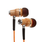 NRG In-Ear Wood Headphones // Orange Striped