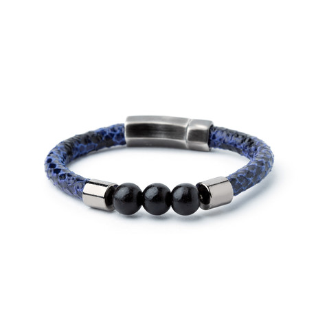Python Pattern Rattle Bracelet // Blue