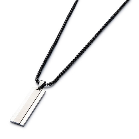 Chrome Steel Necklace // Black Cable Chain